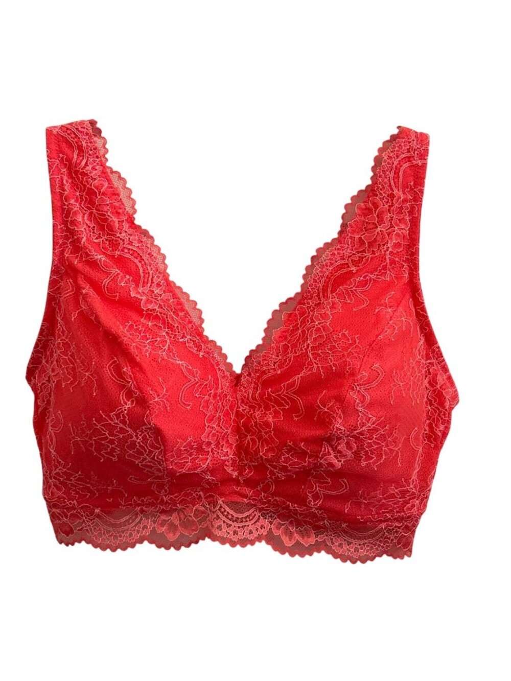 Secret Treasures Salmon/Green Lace Bralettes 1X Adjustable Straps Hook Closure